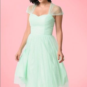 Vintage Pin-Up Dot Mint Green Dress